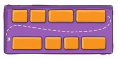 a purple keyboard with orange squares on the top and two white arrows pointing in opposite directions