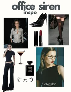 Vogue Fashion Outfits, Office Siren Outfit Aesthetic, The Office Siren Aesthetic, 2000s Office Siren Aesthetic, Office Siren Men, Office Siren Aesthetic Outfits, Office Siren Glasses, Siren Office Aesthetic, Glasses Outfit Aesthetic