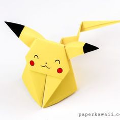 Origami Pikachu Tutorial – Cute Origami Pokemon Origami Pikachu, Origami Kutu, Origami Box Tutorial, Origami Tattoo, Pikachu Pikachu, Tutorial Origami, Origami Ball, Pokemon Craft, Origami Bag