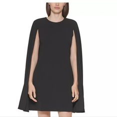 Questions? Leave A Comment Below! Fitted Black Dress With Cape Sleeves, Black Cape Sleeve Dresses For Spring, Black Dresses With Cape Sleeves For Spring, Chic Calvin Klein Cocktail Mini Dress, Calvin Klein Evening Dress For Fall, Calvin Klein Fall Evening Dress, Calvin Klein Mini Length Evening Dresses, Chic Calvin Klein Black Mini Dress, Chic Black Calvin Klein Mini Dress