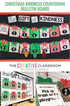 christmas themed bulletin board for the classroom to help students learn how to read and write numbers