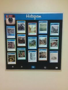 a bulletin board with many different pictures on it