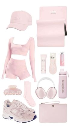 Pink girly yoga aesthetic 🎀✨ yoga essentials, pink head phones, pink claw clip, pink socks, pink workout matching set, pink hat, Alo yoga, lululemon, pink workout girly 🎀🏋️‍♀️  Follow my shop @Gabriellas.Wrld on the @shop.LTK app to shop this post and get my exclusive app-only content!  #liketkit #LTKFallSale #LTKActive #LTKCon @shop.ltk https://liketk.it/4RELg Gymwear Outfits, Pilates Clothes, Pink Pilates, Fitness Wear Outfits, Pink Workout, Trening Abs, Cute Everyday Outfits, Sporty Outfits