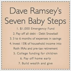 a baby's seven - step emergency plan is shown in this graphic above the instructions for how to save money