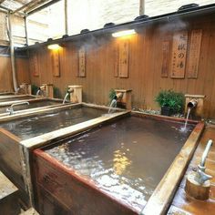 an indoor hot tub with wooden benches and wood walls in the background, along with potted plants