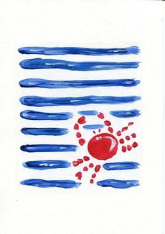 a drawing with blue and red paint on it, in the shape of an american flag