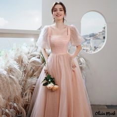 Olivia Mark - Pink Evening Party Dress - Elegant Exam Gown, Suitable for Formal Occasions and Everyday Wear Pink Evening Gown, Princess Dress Pink, Prom Dress Pink, Pink Princess Dress, Pink Evening Gowns, A Line Prom Dress, Pink Evening Dress, Pink Prom Dress, Dress Women Elegant