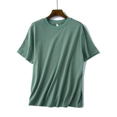 Welcome To Ifomt Official Store! Casual Green Solid Color T-shirt, Basic Green Solid Color T-shirt, Basic Solid Color Relaxed Fit T-shirt, Basic Relaxed Fit Solid Color T-shirt, Basic Solid Color Short Sleeve Tops, Basic Short Sleeve Solid Color Tops, Green Solid Color T-shirt For Summer, Green Relaxed Fit Plain Top, Basic Solid Color Short Sleeve Shirt