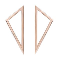 Triangle Earrings | 14K Rose Gold - Rachel Katz Jewelry Earring Frame, Large Silver Hoop Earrings, The Rachel, Earrings Rose Gold, Triangle Design, Triangle Earrings, Rose Earrings, Earring Findings, Rose Gold Earrings