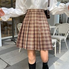 🌷 If you are looking at some special skirts, CutieKill is definitely a nice choice for you. Since 2016, we focus on selling various skirts in different design, inclusive sizes, good quality, great customer service. 🤎 Retro coffee plaid skirt is classic pleated skirt. We made the color combined with light and dark coffee by plaids in different size. It is not a dull color anymore. You can match with a blouse, t-shirt or jumper as our models. We received many requests for larger size, so this ti Preppy Pleated Tennis Skirt For Fall, Plaid Pleated Skirt For School In Fall, Brown Pleated Tennis Skirt, Preppy Pleated Plaid Skirt, Preppy Pleated Mini Skirt For Fall, Preppy Plaid Skirt For Fall, Brown Pleated Skirt With Pleated Hem For Fall, Plaid Skirt For School In Fall, Fall Brown Pleated Skirt With Pleated Hem