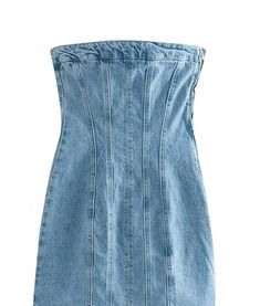 Denim Open Back Bodycon Tube Mini Dress Blue Dresses For Women, Y2k Street Style, Strapless Denim Dress, Dirndl Outfit, Strapless Tube Dress, Jeans Street Style, Bandeau Tops, Marine Uniform, Backless Bodycon Dresses