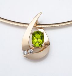 14k yellow gold, peridot and diamond pendant designed by David Worcester for VerbenaPlaceJewelry.Etsy.com Yellow Gold Polished Peridot Jewelry, Yellow Gold Peridot Jewelry With Polished Finish, Gold Peridot Jewelry With Polished Finish, Diamond Pendants Designs, Peridot Jewelry, Peridot Pendant, Peridot Necklace, Jewelry Appraisal, August Birthstone