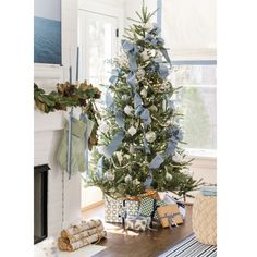 a decorated christmas tree in a living room