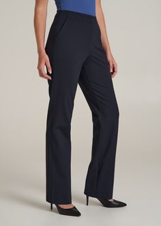 Stand Above the Rest in Style Sleek Pants for Tall Women Introducing your new power player: our tailored Dress Pants. These aren't just tall women's pants; they're a statement. With a flat front design and meticulous tailoring, they epitomize polish and poise. Whether you're commanding the boardroom or charming at a dinner, these women's tall pants ensure you stand out in comfort and style.• Slash and single welt pockets for utility and flair• Flat front for a smooth, modern silhouette• Full len Pants For Tall Women, Straight Leg Dress Pants, Tall Pants, Tailored Dress, Tall Women, Front Design, Welt Pockets, Welt Pocket, Dress Pants