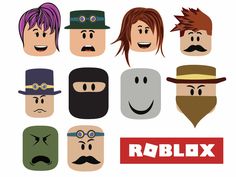 the roblox characters are wearing hats and mustaches with different facial expressions on them