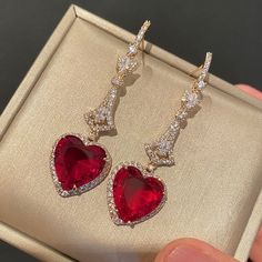 Red Jewelry, Red Diamond, Ruby Earrings, Jewelry Lookbook, Red Earrings, Heart Shape Pendant, Fancy Jewelry, Pretty Jewelry, Fantasy Jewelry