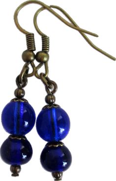 Beaded dark blue drop earrings Juicybeads Jewelry Blue Drop Earrings, Colorful Jewelry, Beaded Accessories, Bead Shop, Jewelry And Accessories, Hand Made Jewelry, Blue Glass, Earrings Handmade, Dark Blue