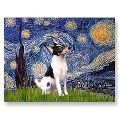 a dog sitting on top of a grass covered field next to a starry night