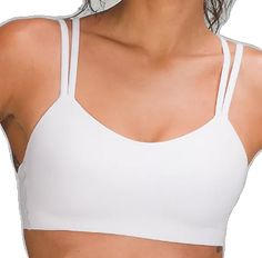 White Light Support Bra For Light Exercise, Lululemon Seamless Gym Bra, Lululemon Stretch Workout Bra, White Sports Bra With Removable Pads For Gym, Lululemon Stretch Bra With Removable Pads, Lululemon Yoga Bra With Removable Pads, Lululemon Workout Bra With Removable Pads, White Sports Bra With Adjustable Straps For Light Exercise, Lululemon Sports Bra With Removable Pads And Stretch