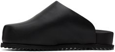 Padded buffed solvent-free H2O faux-leather slip-on loafers in black. · Square toe · Logo printed at padded footbed · Faux-leather lining · Rubber platform midsole · Treaded TPU rubber outsole · Platform: H1.5 in Supplier color: Black Black Truck, Black Square, Leather Slip Ons, Slides, Loafers, Faux Leather, Slip On, Women Wear, Trucks