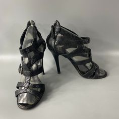 Giuseppe Zanotti Black Python Gladiator Strappy Heels Sandals Strappy With Buckles For Adjustments Back-Zip Closure Genuine Leather Inner Sole And Outer Sole Heel Height Approx. 4.25'' They Are In Good Pre-Owned Condition With Wear And Some Smudges Neither New Nor In Mint Condition Please See The Posted Pictures For Detail Ask Any Questions Before Purchasing Inventory: S12 Black Python, Sandals Strappy, Giuseppe Zanotti Shoes, Strappy Sandals Heels, Heels Sandals, Strappy Heels, Strappy Sandals, Giuseppe Zanotti, Python