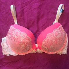 Beautiful Brand New With Tags Never Worn Bra. Perfect Condition. Bra Size Changed After Babies And It Isn’t My Size Anymore. Pink Push-up Bra With Lace Trim, Pink Push-up Bra, After Baby, My Size, Push Up Bra, Bra Sizes, Victoria's Secret Pink, Secret Pink, Women's Intimates