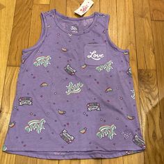 Brand New. We Never Got To This. Perfect Condition. Purple Sleeveless Top For Playwear, Sleeveless Purple Tops For Playwear, Casual Purple School Top, Casual Purple Top For Playtime, Peach Tank Top, Tshirt Tank Top, Kids Tank Tops, Lace Trim Tank Top, Justice Shirts