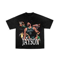 Jason tatum t shirt  printed on a 100% cotton gildan 5000 blank high quality print on tees *true to size* size chart is provided on the images   wash inside out & cold (make sure to hang dry to handle with care) no refunds or exchanges due to all orders being made to order which means that the order is processed once you purchase! any questions or concerns please email wrldwidela@gmail.com 90s Style Sublimation Print T-shirt For Streetwear, 90s Style T-shirt With Sublimation Print For Streetwear, Black Throwback Graphic T-shirt, Throwback Black Graphic Print T-shirt, Black Throwback Graphic Print T-shirt, Hip Hop T-shirt With Graphic Print For Sports Events, Vintage Custom Print T-shirt For Fan Merchandise, Throwback Black T-shirt With Letter Print, Black Throwback T-shirt With Letter Print