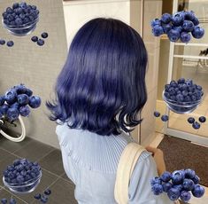 Multicoloured Hair, Blueberry Hair, Short Blue Hair, Dyed Hair Blue, Dark Blue Hair, Dyed Hair Inspiration, Hair Color Blue, Dye My Hair