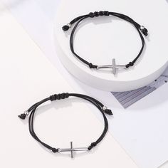 Material: Titanium Steel Color: ZJ9366 Fashion Element: Cross Style: Europe and America Casual Stainless Steel Braided Bracelet As Gift, Adjustable Alloy Friendship Bracelet, Adjustable Alloy Bracelet For Friendship, Adjustable Black Alloy Bracelets, Black Alloy Bracelets For Gift, Silver Cross Jewelry For Friendship, Casual Cross Jewelry Gift, Casual Cross Jewelry For Gifts, Stainless Steel Cross Bracelets As Gifts