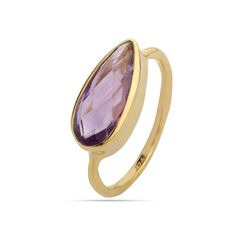 18K Gold Plated on 925 Sterling Silver. Metal : Solid Sterling Silver with 925 Stamp. Stone - Natural Amethyst  Ring Weight - 2.8 Stone Size - 6x15mm Pear Purple Amethyst Teardrop Ring, Teardrop Amethyst Ring For Anniversary, Formal Teardrop Amethyst Ring, Teardrop Amethyst Ring For Gift, Purple Teardrop Gemstone Rings, Teardrop Amethyst Ring For Formal Occasions, Teardrop Amethyst Ring As Gift, Teardrop Amethyst Ring, Ring Pear Shaped