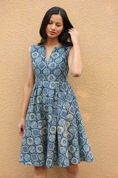 One Piece Dress Knee Length, One Piece Dress Design, Mosaic Dress, Kalamkari Dresses, Cotton Short Dresses