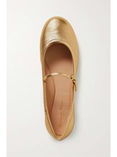 Ballet Shoes Outfit, Gold Ballet Shoes, Leather Mary Jane Flats, Rose Gold Accessories, Gold Ballet Flats, Gold Flats, Mary Jane Flats, Leather Mary Janes, Shades Of Gold