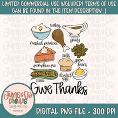 the digital file for this thanksgiving dinner is available to print and use on any item