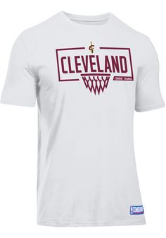 Keep cool while showing your Cleveland Cavaliers spirit in this White Backboard T Shirt. This Short Sleeve is the perfect Tee for working out, heading to class, or cheering on the Cavaliers. Featuring a screen printed backboard team graphic on front, there's no mistaking your Cleveland Cavaliers pride in this Cavaliers Backboard T Shirt! White Moisture-wicking Basketball Top, Under Armour Cotton T-shirt With Letter Print, White Basketball T-shirt With Letter Print, White Letter Print Basketball T-shirt, White Short Sleeve Basketball T-shirt, White T-shirt With Letter Print For Basketball, White Letter Print T-shirt For Basketball, Under Armour White T-shirt With Graphic Print, White Under Armour T-shirt With Graphic Print