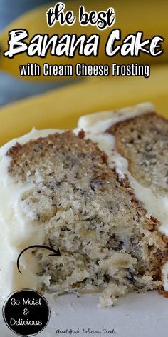 a close up of a piece of cake with cream cheese frosting on a plate