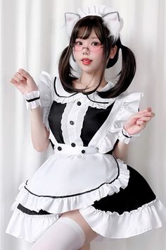 ❤︎ Sexy Black And White Maid Dress❤︎
-The set content-
Dress+apron+head gear+sleeves*2+pannier+stockings+cat ears White Maid Dress, Cute Maid Outfit, Hawaii Clothes, Dress Apron, Hawaii Outfits, Head Gear, Maid Outfit, Maid Dress, Cute Cosplay