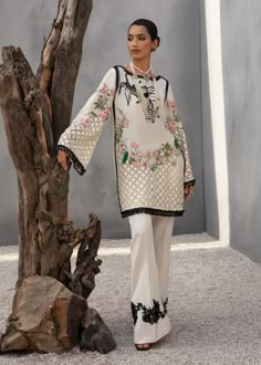 Mystical – Saira Shakira Bonanza Satrangi, Saira Shakira, Monochromatic Design, Pakistani Designer Suits, Pants Fabric, Embroidered Border, Boutique Dress Designs, Fancy Dress Design, Pakistani Suits