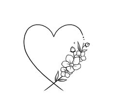 the outline of a heart with flowers on it