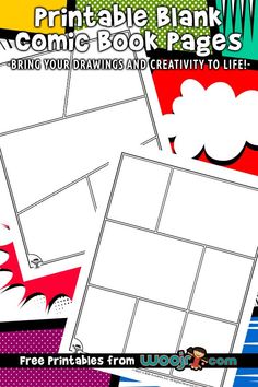 the printable blank comic book page for kids to use on their own bookshelf