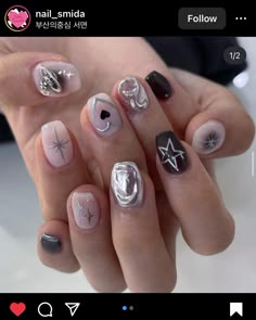 Acubi Nail Art, Masculine Nail Designs, Hello Nails, Hippie Nails, Punk Nails, Grunge Nails, Cute Gel Nails