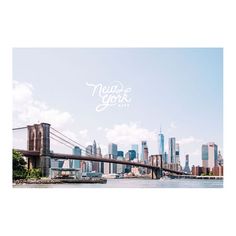 the new york city skyline as seen from across the water with the brooklyn bridge in the foreground