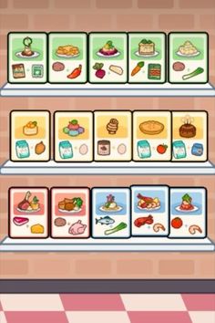 a display case filled with lots of different foods on it's sides and shelves