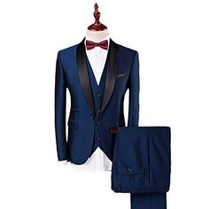 Navy Blue Formal Wedding Groomsmen Tuxedos Three Piece Shawl Lapel Custom Made Business Men Suits (Jacket + Pants + Vest ) on Storenvy Groom Tuxedo Blue, Wedding Suits For Men, Groomsmen Tuxedos, Suits Men Business, Fashion Formal, Blue Shawl, Wedding Suits Groom, Groom Tuxedo, Vest And Tie