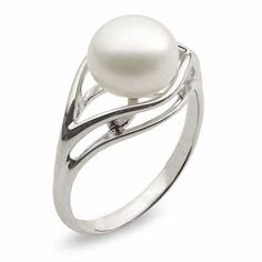 Elegant and unique, this pearl ring captures the beauty and mystery of the deep sea. Crafted in sleek sterling silver, a luminous 9.0-9.5mm freshwater cultured pearl rests upon a frame of swirling ribbons reminiscent of ocean waves. Polished to a bright shine, this striking ring will delight the woman of exceptional taste. This ring is custom-made to fit her ring size. Sterling silver rings cannot be resized after purchase. Big Pearl Ring, Pearl Ring Design, Rings Birthstone, Cultured Pearl Ring, Rings Gemstone, Birthstone Rings, Pearl Rings, Silver Jewelry Box, Jewelry Board