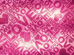 the word love is written in many different languages on a pink and white background with hearts