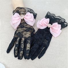 This price is for a pair of gloves only. SizeMFull Length24 Types Of Gloves, Hello Kitty Rooms, Lace Gloves, Black Gloves, Wrist Cuffs, Lolita Fashion, Pink Bow, Pretty Outfits, Color Options