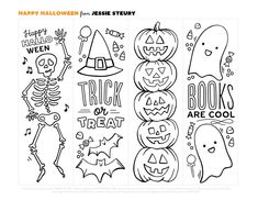 halloween coloring pages with the words happy halloween and trick or treat