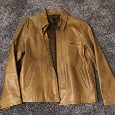 Men's Leather Jacket, Camel Color, Pocket Size, Zip Pockets, Camel, Mens Jackets, Checks, Coats Jackets, Jackets & Coats