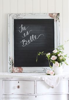 a chalkboard with the words just married written on it